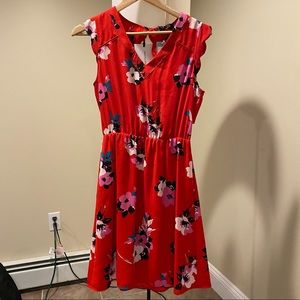 Red floral dress
